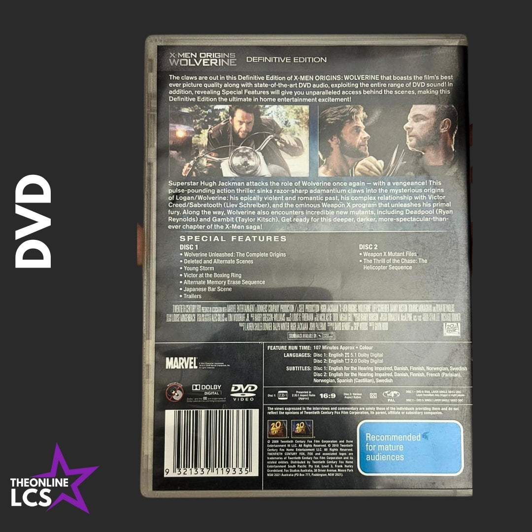 X-Men Origins Wolverine 2-Disc Definitive Edition Lenticular 3D Cover DVD