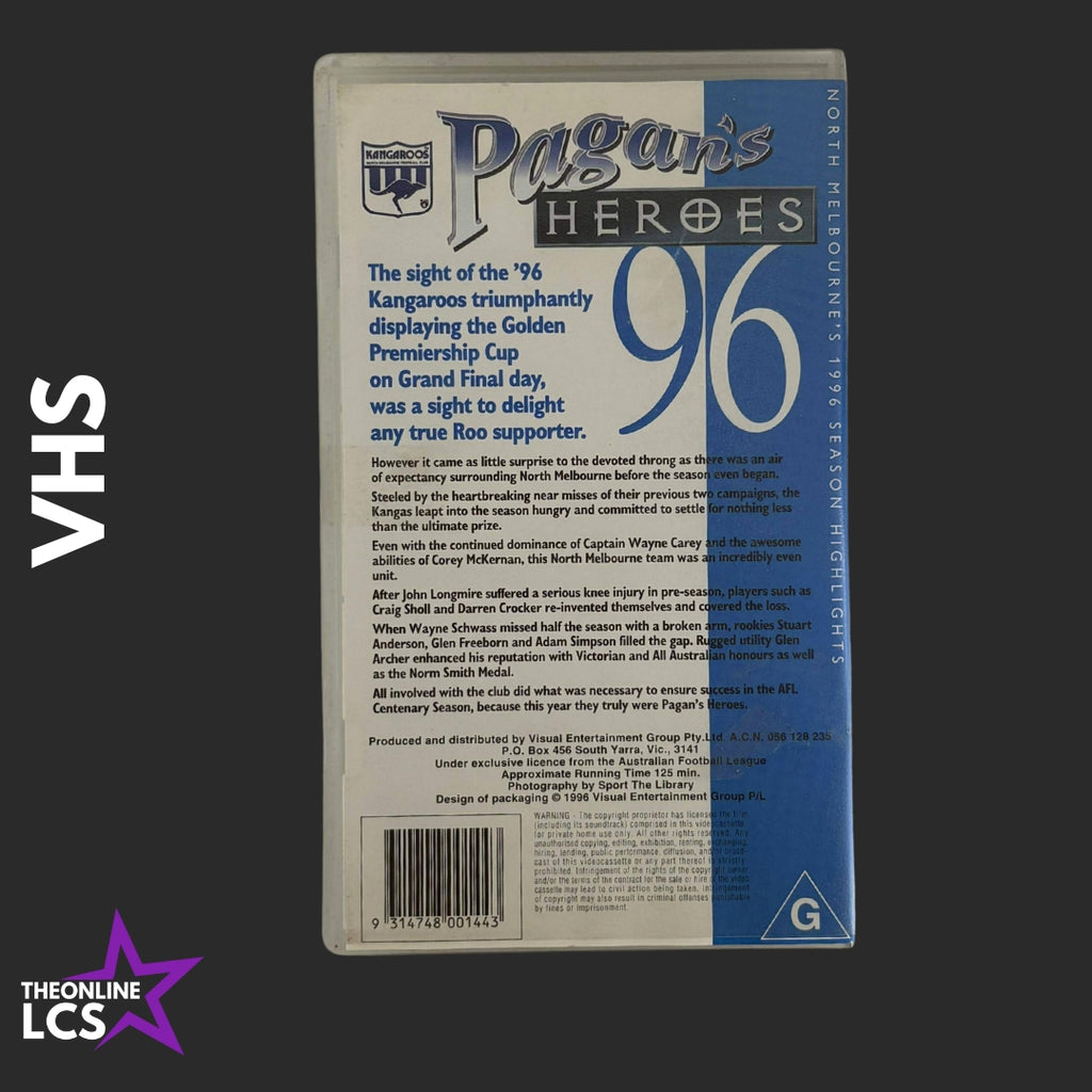 1996 AFL North Melbourne Pagan's Heroes Season Highlights VHS