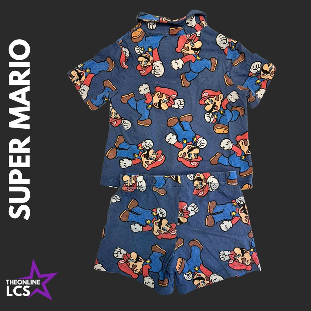 Super Mario Kids Blue Pyjama Set - Size 2
