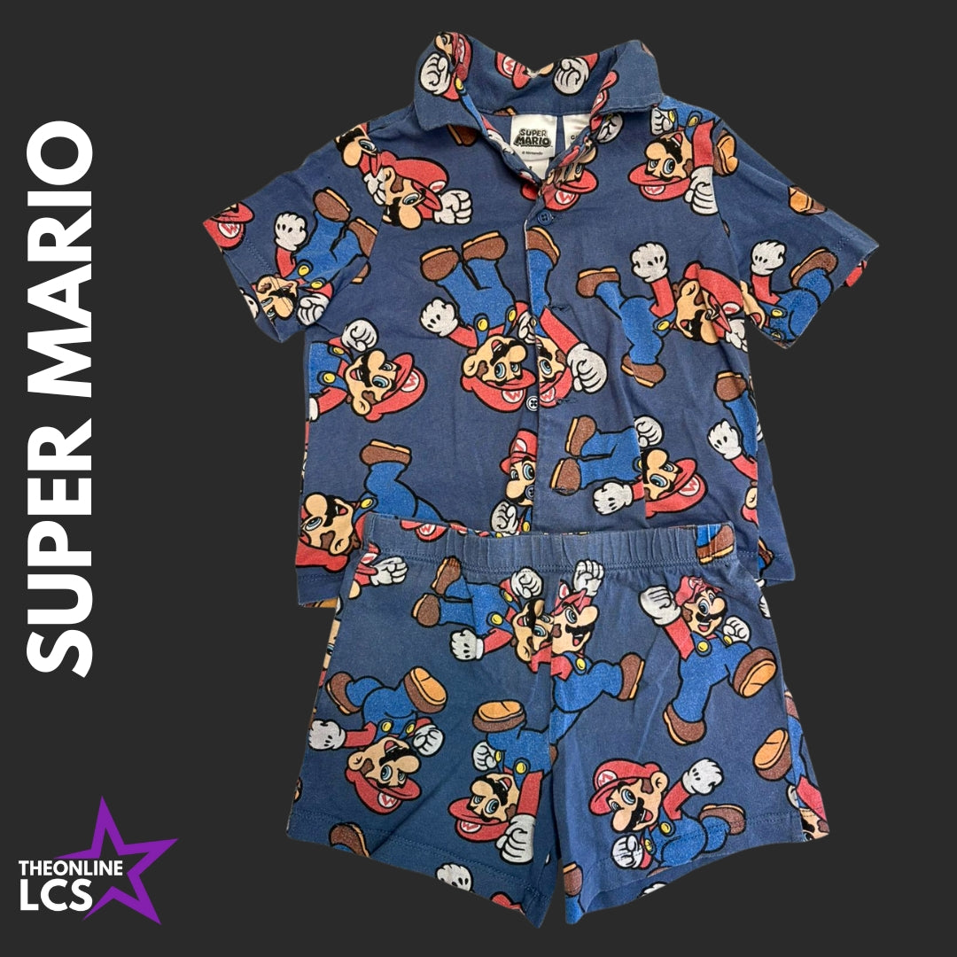Super Mario Kids Blue Pyjama Set - Size 2